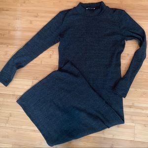 Zara bodycon dark grey long sleeve dress